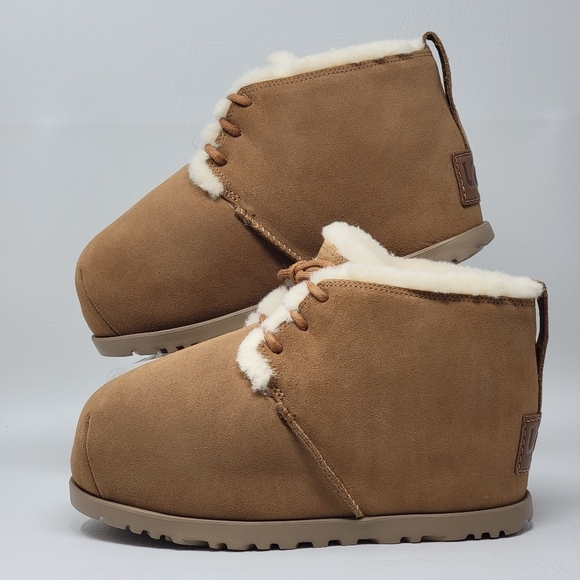 UGG Pumped Lace-Up Chestnut Suede Comfort Women's Slippers Size US 8/UK 6 NEW - Picture 2 of 11